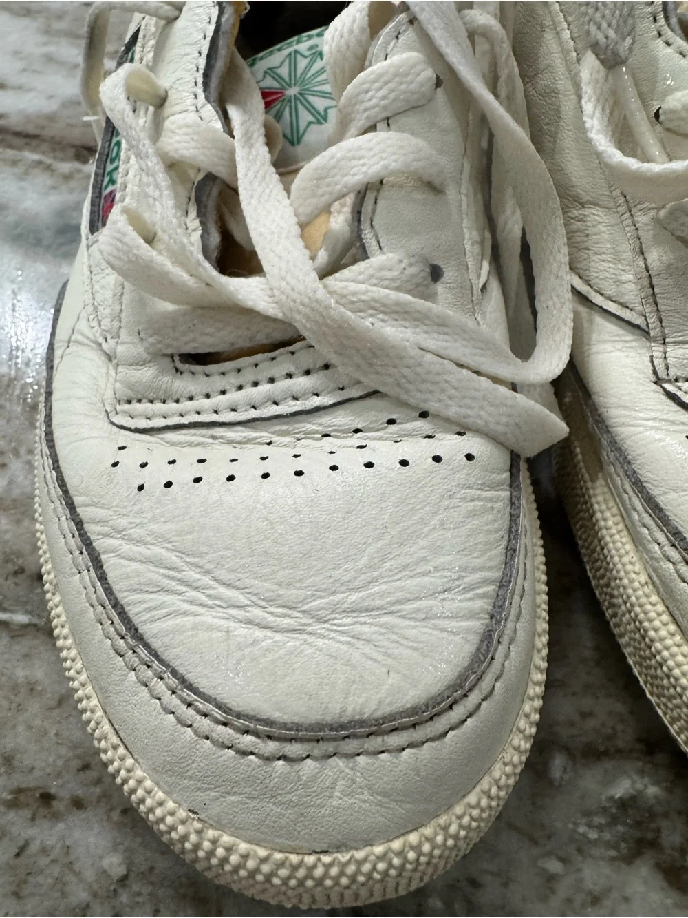 Reebok Men's White Leather with Green & Red Logo Classic C85